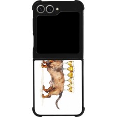 Coque Samsung Galaxy Z Flip6 - Silicone rigide noir Wine Teckel
