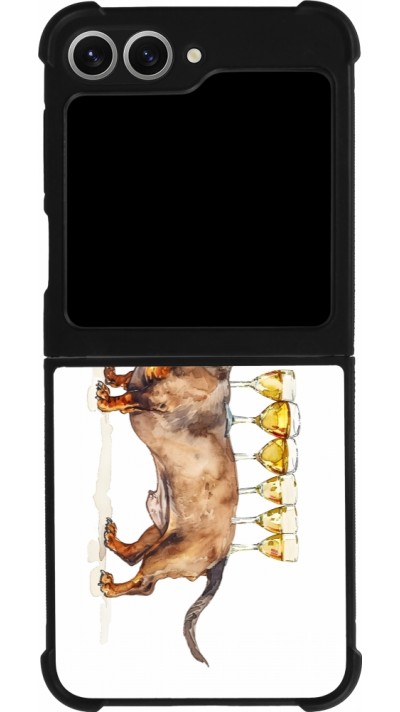 Coque Samsung Galaxy Z Flip6 - Silicone rigide noir Wine Teckel