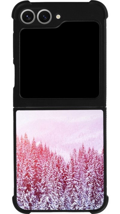 Coque Samsung Galaxy Z Flip6 - Silicone rigide noir Winter 22 Pink Forest