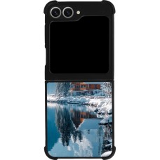 Coque Samsung Galaxy Z Flip6 - Silicone rigide noir Winter 25 Winter house forest day