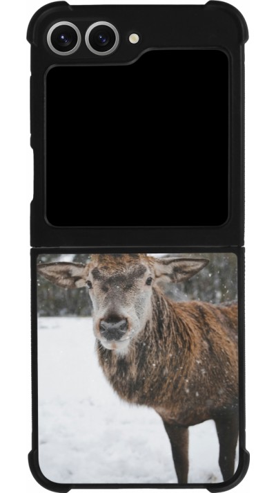 Coque Samsung Galaxy Z Flip6 - Silicone rigide noir Winter 25 Winter reindeer