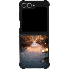 Coque Samsung Galaxy Z Flip6 - Silicone rigide noir Winter 25 Winter snowy road