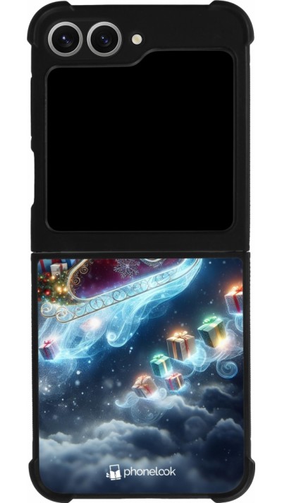 Coque Samsung Galaxy Z Flip6 - Silicone rigide noir Noël 2023 Père Noël enchanté