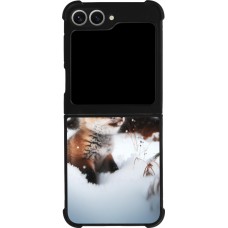 Coque Samsung Galaxy Z Flip6 - Silicone rigide noir Noël 2023 Renardeau sapin