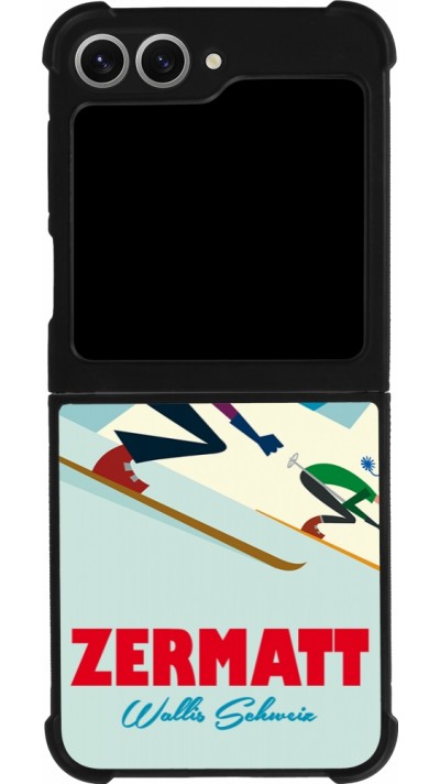 Coque Samsung Galaxy Z Flip6 - Silicone rigide noir Zermatt Ski Downhill