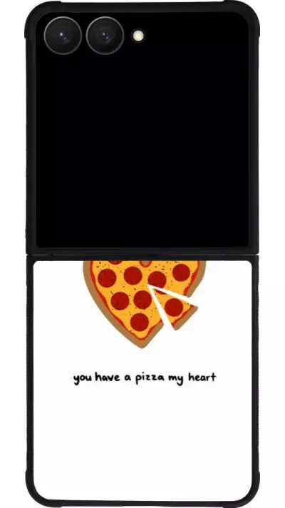 Coque Samsung Galaxy Z Flip7 - Silicone rigide noir Saint Valentines Day 26 You have my pizza heart