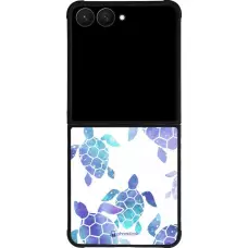 Coque Samsung Galaxy Z Flip7 - Silicone rigide noir Turtles pattern watercolor
