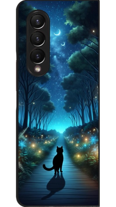 Coque Samsung Galaxy Z Fold3 5G - Chat noir promenade