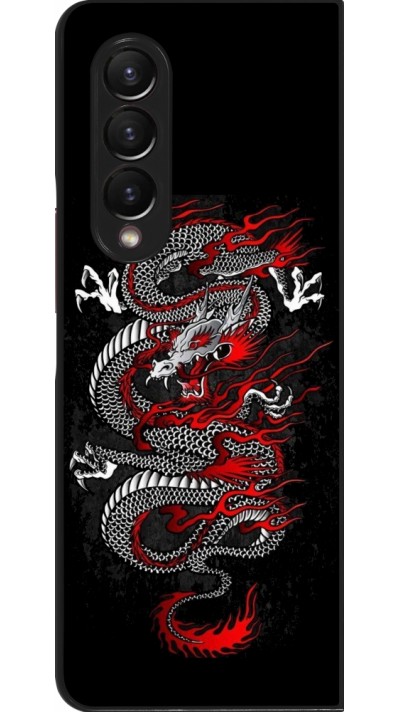 Samsung Galaxy Z Fold3 5G Case Hülle - Japanese style Dragon Tattoo Red Black