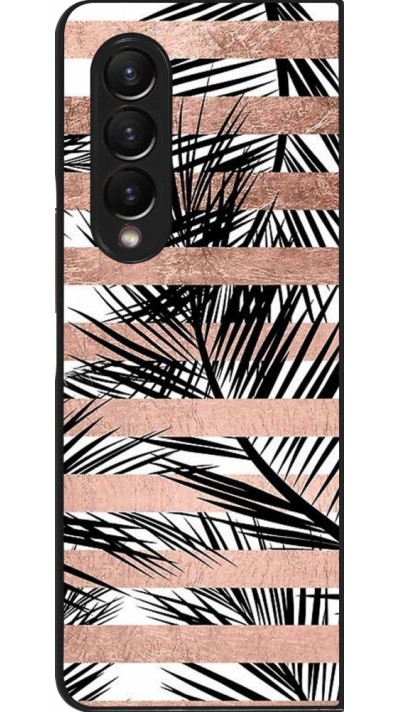 Coque Samsung Galaxy Z Fold3 5G - Palm trees gold stripes