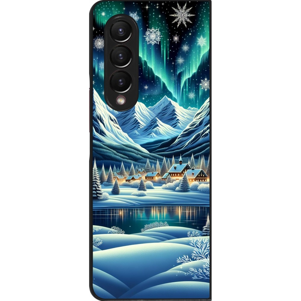 Coque Samsung Galaxy Z Fold3 5G - Snowy Mountain Village Lake night
