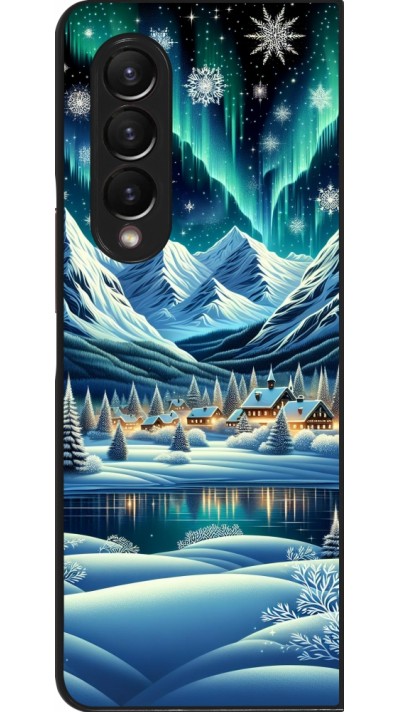Coque Samsung Galaxy Z Fold3 5G - Snowy Mountain Village Lake night