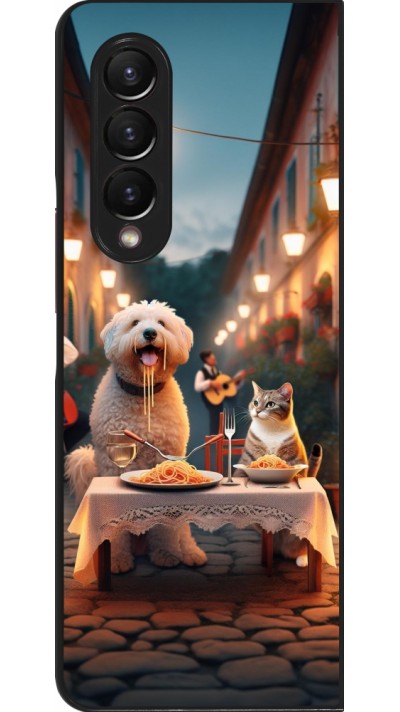 Coque Samsung Galaxy Z Fold3 5G - Valentine 2024 Dog & Cat Candlelight