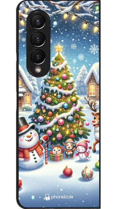 Coque Samsung Galaxy Z Fold3 5G - Noël 2023 bonhomme de neige et sapin