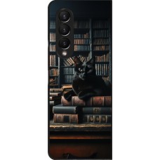 Samsung Galaxy Z Fold4 Case Hülle - Katze Bücher dunkel