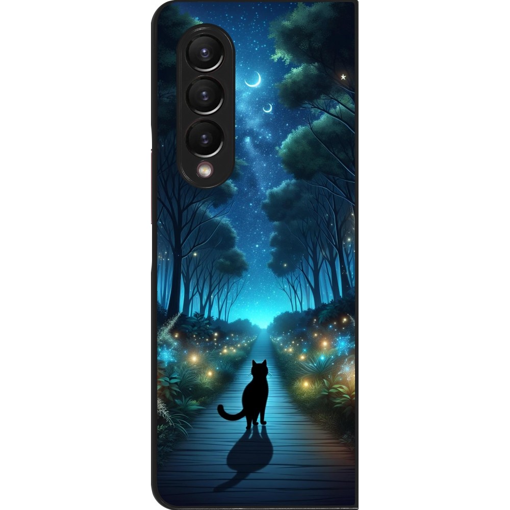 Samsung Galaxy Z Fold4 Case Hülle - Schwarze Katze Spaziergang