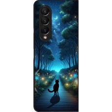 Samsung Galaxy Z Fold4 Case Hülle - Schwarze Katze Spaziergang