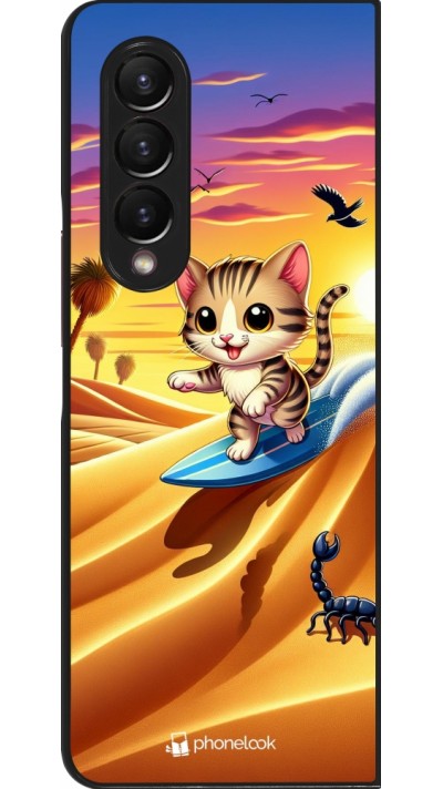Coque Samsung Galaxy Z Fold4 - Chat surfeur au soleil
