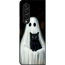 Samsung Galaxy Z Fold4 Case Hülle - Halloween 2025 Ghost with black cat