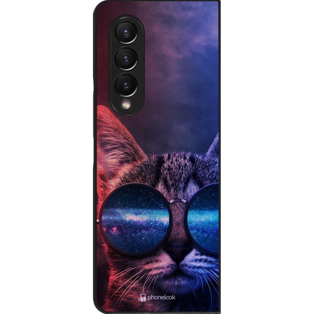Samsung Galaxy Z Fold4 Case Hülle - Red Blue Cat Glasses