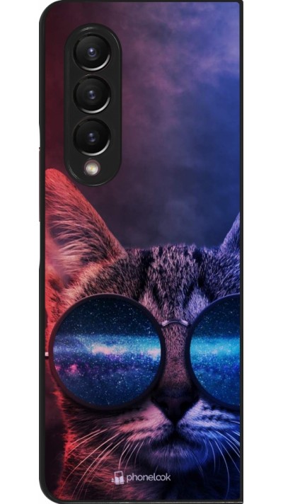 Samsung Galaxy Z Fold4 Case Hülle - Red Blue Cat Glasses