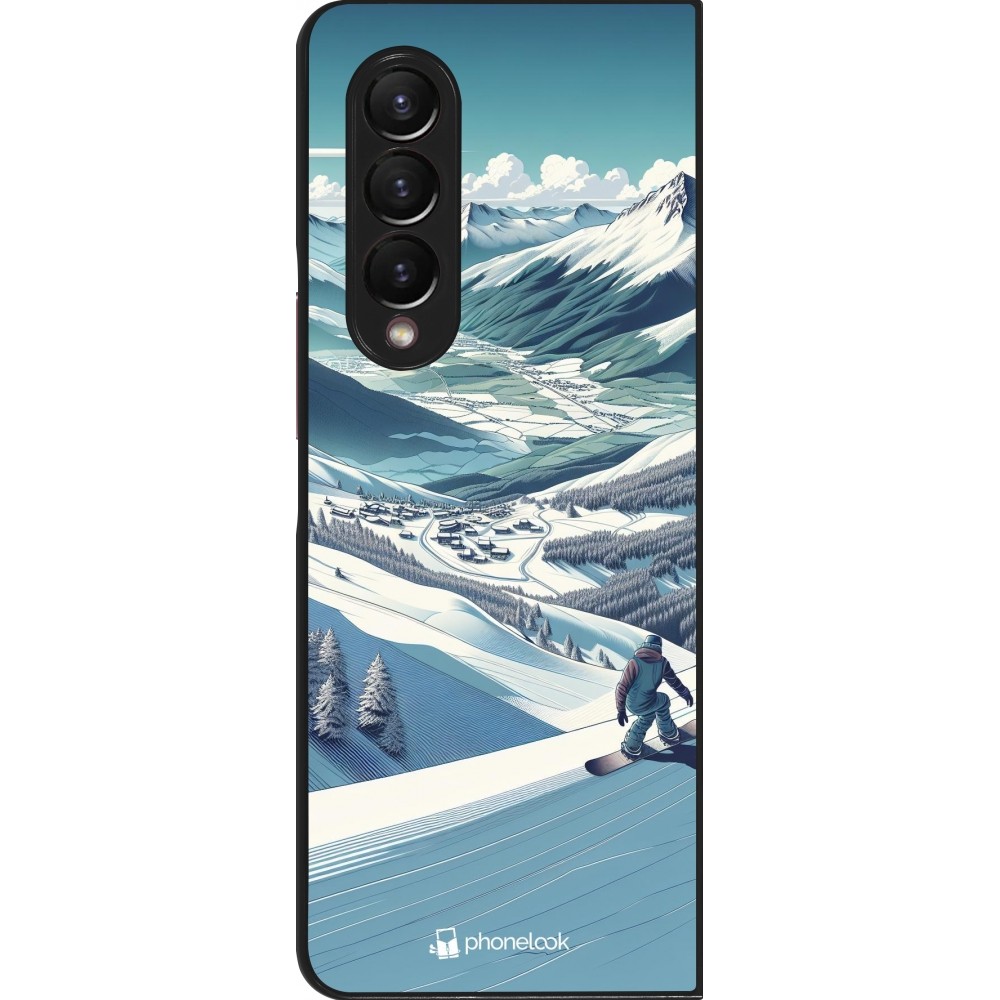 Coque Samsung Galaxy Z Fold4 - Snowboarder Montagne