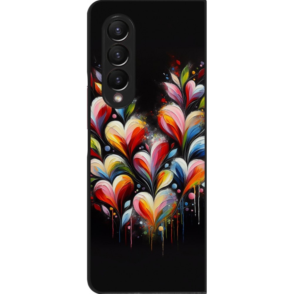 Coque Samsung Galaxy Z Fold4 - Valentine 2024 Coeur Noir Abstrait