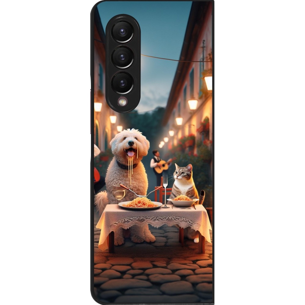 Samsung Galaxy Z Fold4 Case Hülle - Valentin 2024 Hund & Katze Kerzenlicht