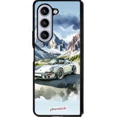 Coque Samsung Galaxy Z Fold5 - Silicone rigide noir Porsche 911 Mountain Watercolor