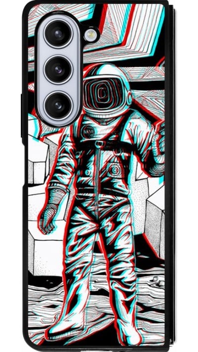 Coque Samsung Galaxy Z Fold5 - Silicone rigide noir Anaglyph Astronaut