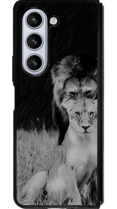Coque Samsung Galaxy Z Fold5 - Silicone rigide noir Angry lions