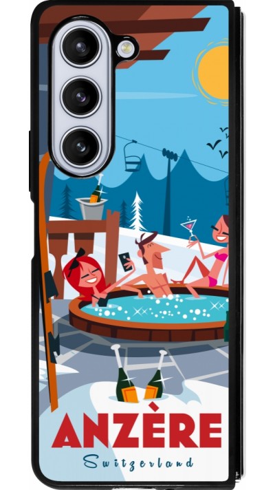 Coque Samsung Galaxy Z Fold5 - Silicone rigide noir Anzère Mountain Jacuzzi