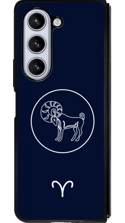Coque Samsung Galaxy Z Fold5 - Silicone rigide noir Astrologie Bélier