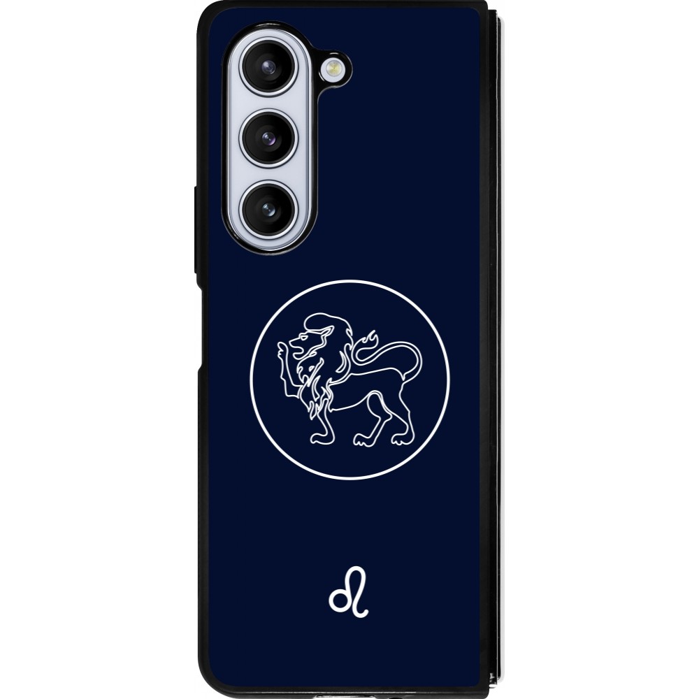 Coque Samsung Galaxy Z Fold5 - Silicone rigide noir Astrologie Lion
