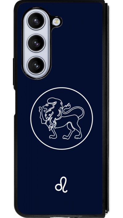 Coque Samsung Galaxy Z Fold5 - Silicone rigide noir Astrologie Lion