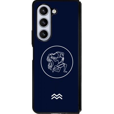 Coque Samsung Galaxy Z Fold5 - Silicone rigide noir Astrologie Verseau
