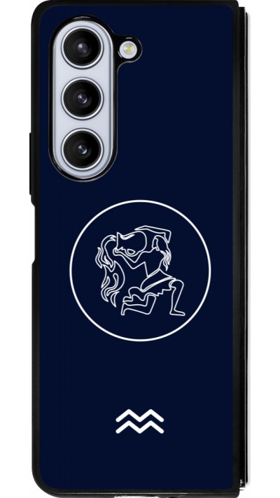 Coque Samsung Galaxy Z Fold5 - Silicone rigide noir Astrologie Verseau