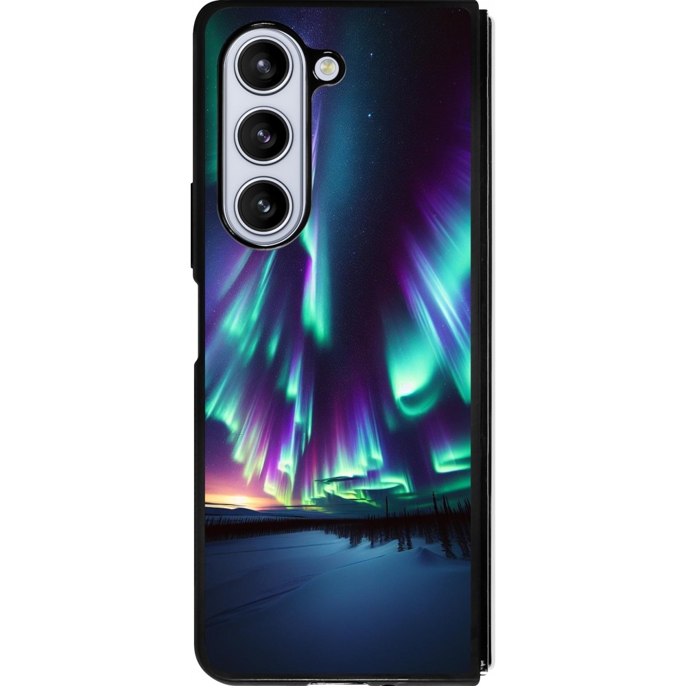Samsung Galaxy Z Fold5 Case Hülle - Silikon schwarz Funkelndes Nordlicht