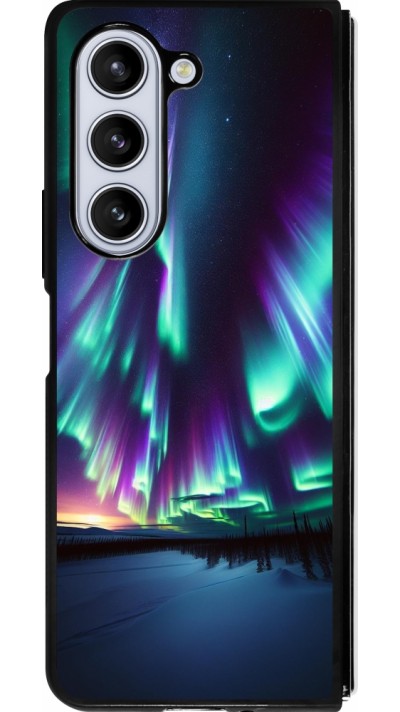Samsung Galaxy Z Fold5 Case Hülle - Silikon schwarz Funkelndes Nordlicht