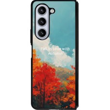 Coque Samsung Galaxy Z Fold5 - Silicone rigide noir Autumn 25 Fall in love