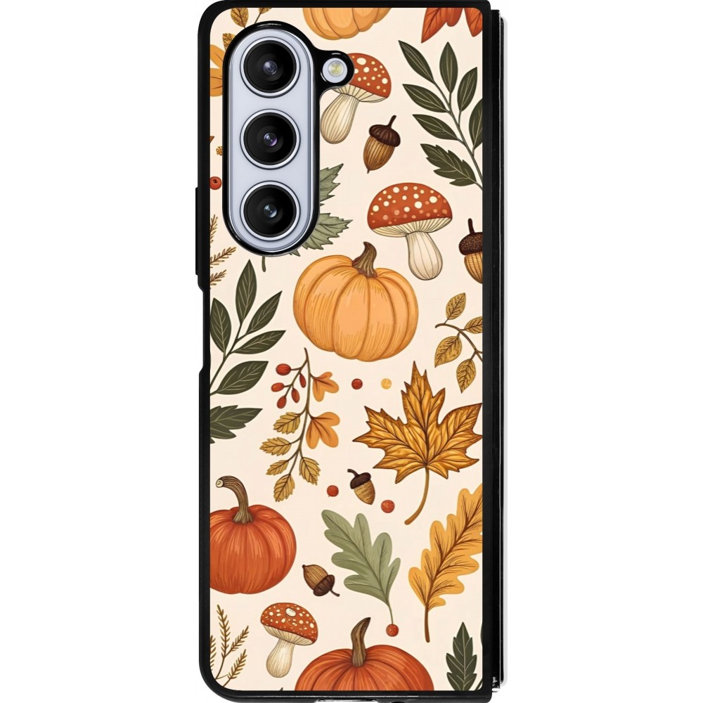 Coque Samsung Galaxy Z Fold5 - Silicone rigide noir Autumn 25 Autumn pattern