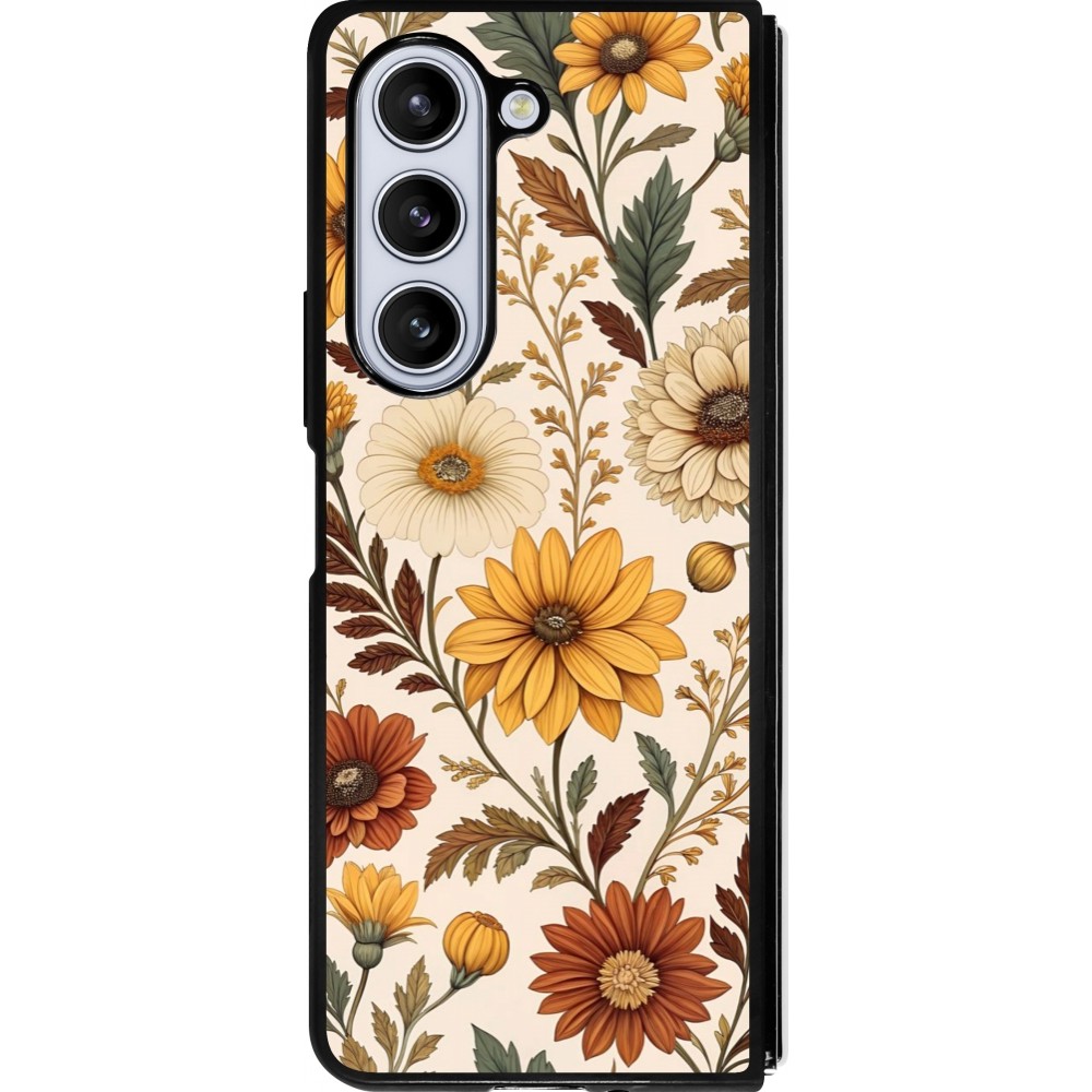 Coque Samsung Galaxy Z Fold5 - Silicone rigide noir Autumn 25 Flower pattern