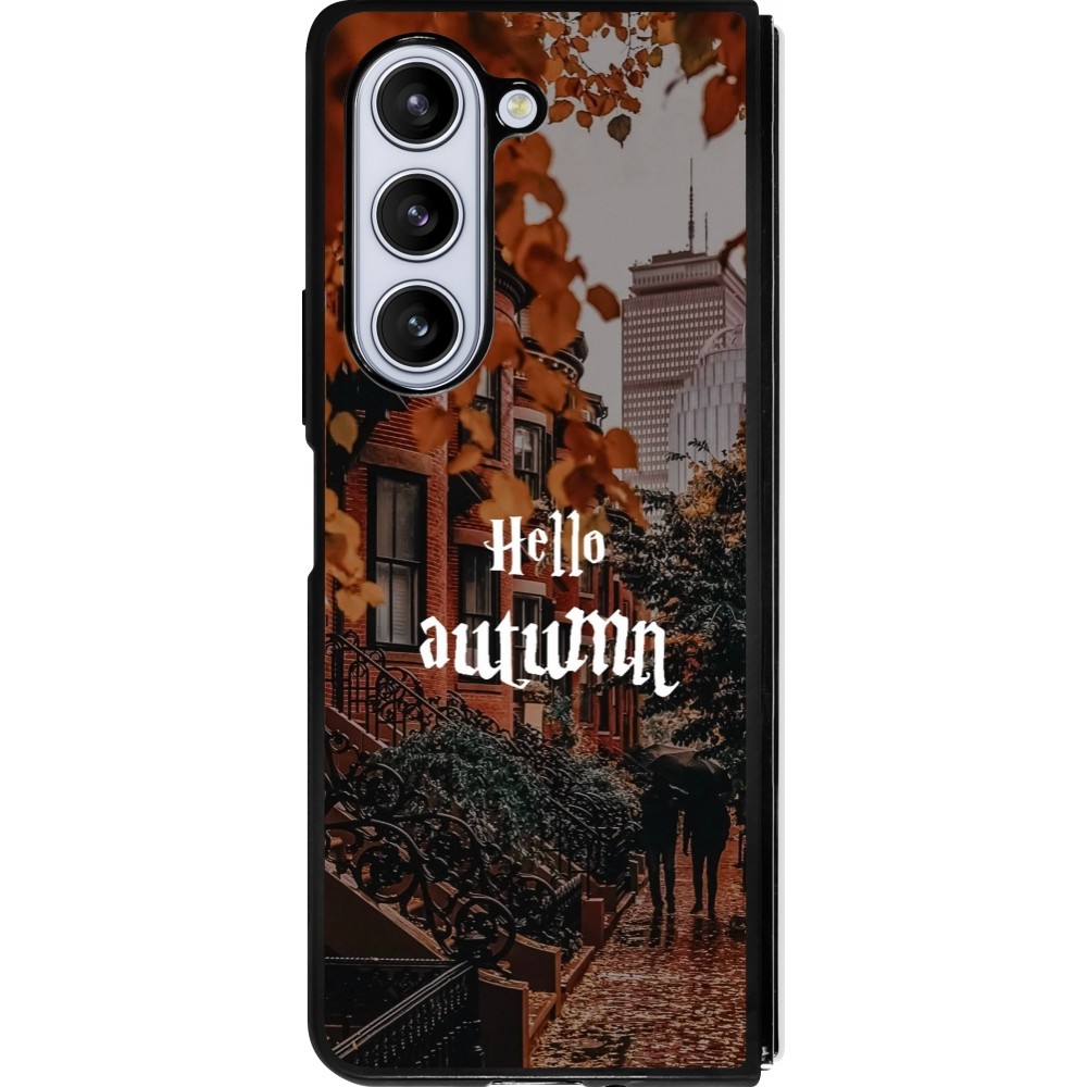 Coque Samsung Galaxy Z Fold5 - Silicone rigide noir Autumn 25 Hello autumn