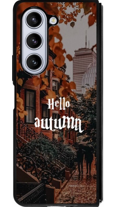 Coque Samsung Galaxy Z Fold5 - Silicone rigide noir Autumn 25 Hello autumn