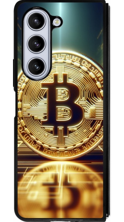 Coque Samsung Galaxy Z Fold5 - Silicone rigide noir Bitcoin Standing