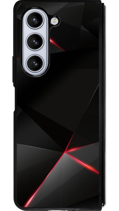 Coque Samsung Galaxy Z Fold5 - Silicone rigide noir Black Red Lines