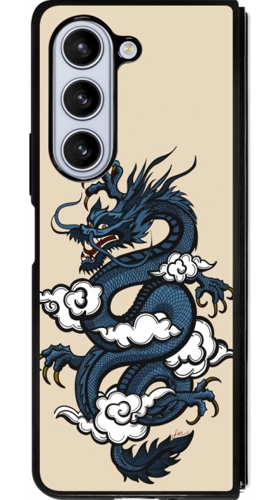 Coque Samsung Galaxy Z Fold5 - Silicone rigide noir Blue Dragon Tattoo