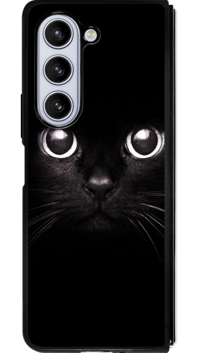 Coque Samsung Galaxy Z Fold5 - Silicone rigide noir Cat eyes