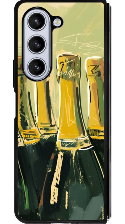 Coque Samsung Galaxy Z Fold5 - Silicone rigide noir Champagne peinture