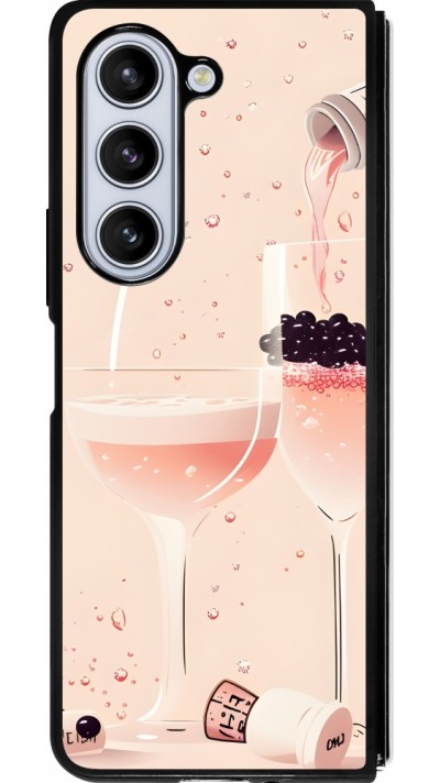 Coque Samsung Galaxy Z Fold5 - Silicone rigide noir Champagne Pouring Pink